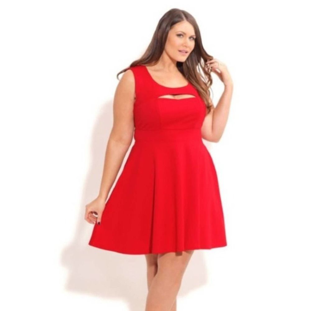 City Chic Red Peek A Boo Skater Dress